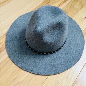 Gray Wool Fedora with Studded Band